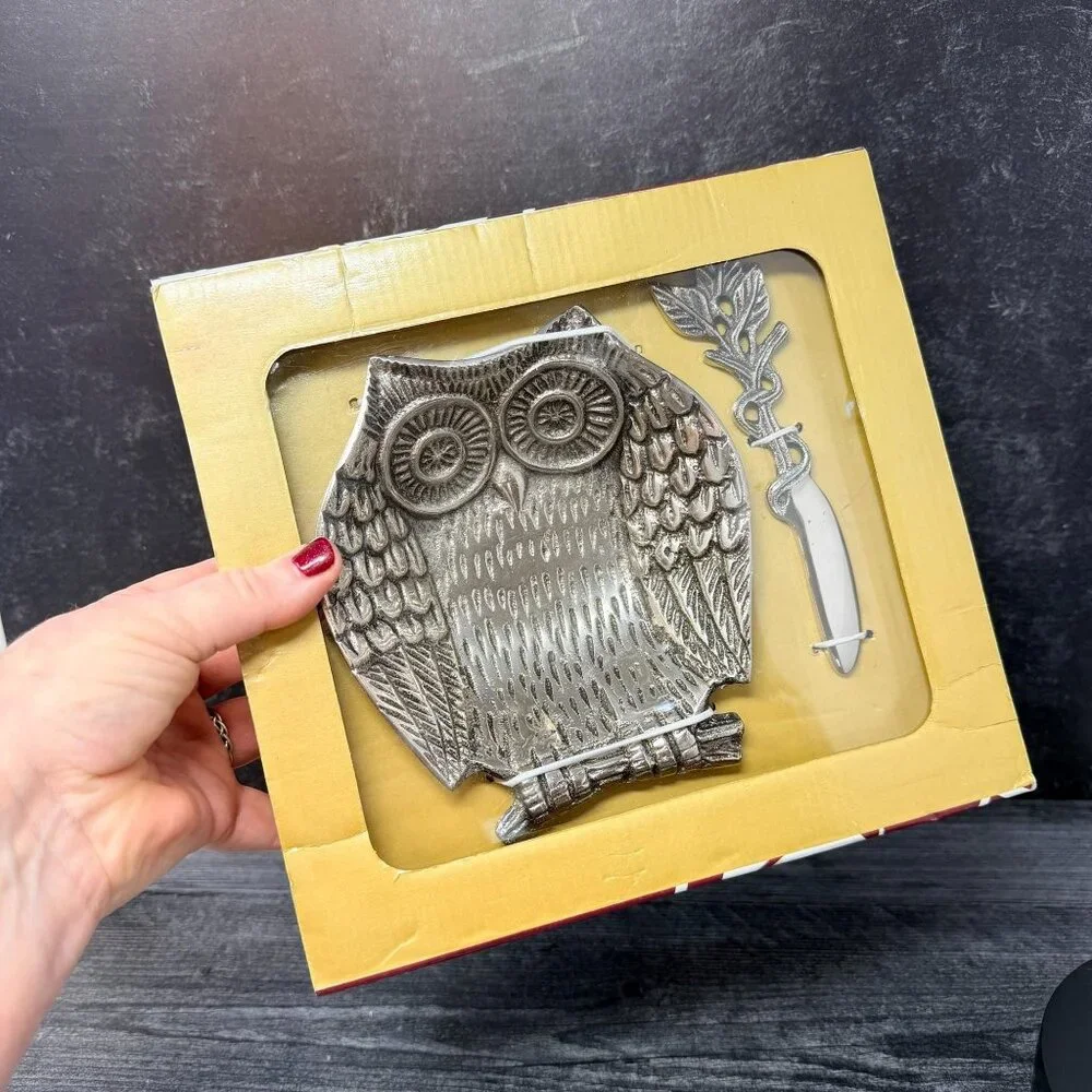 Unused‎ Biltmore Metal Owl Tidbit Server with Matching Spreader